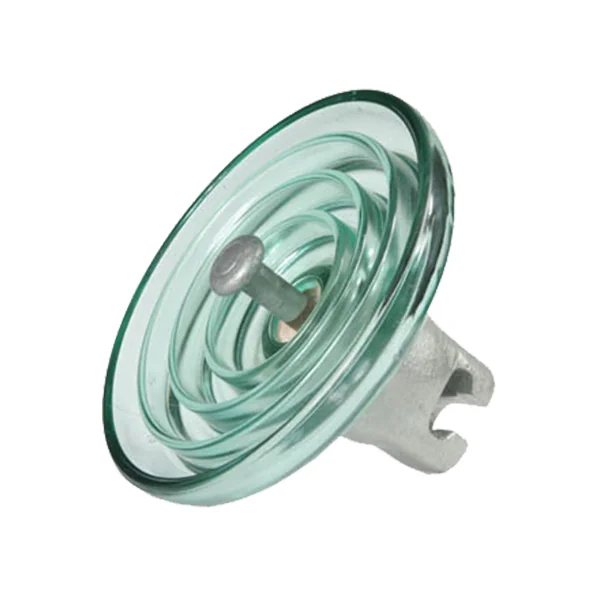 Glass suspension insulator — ribbed underside view