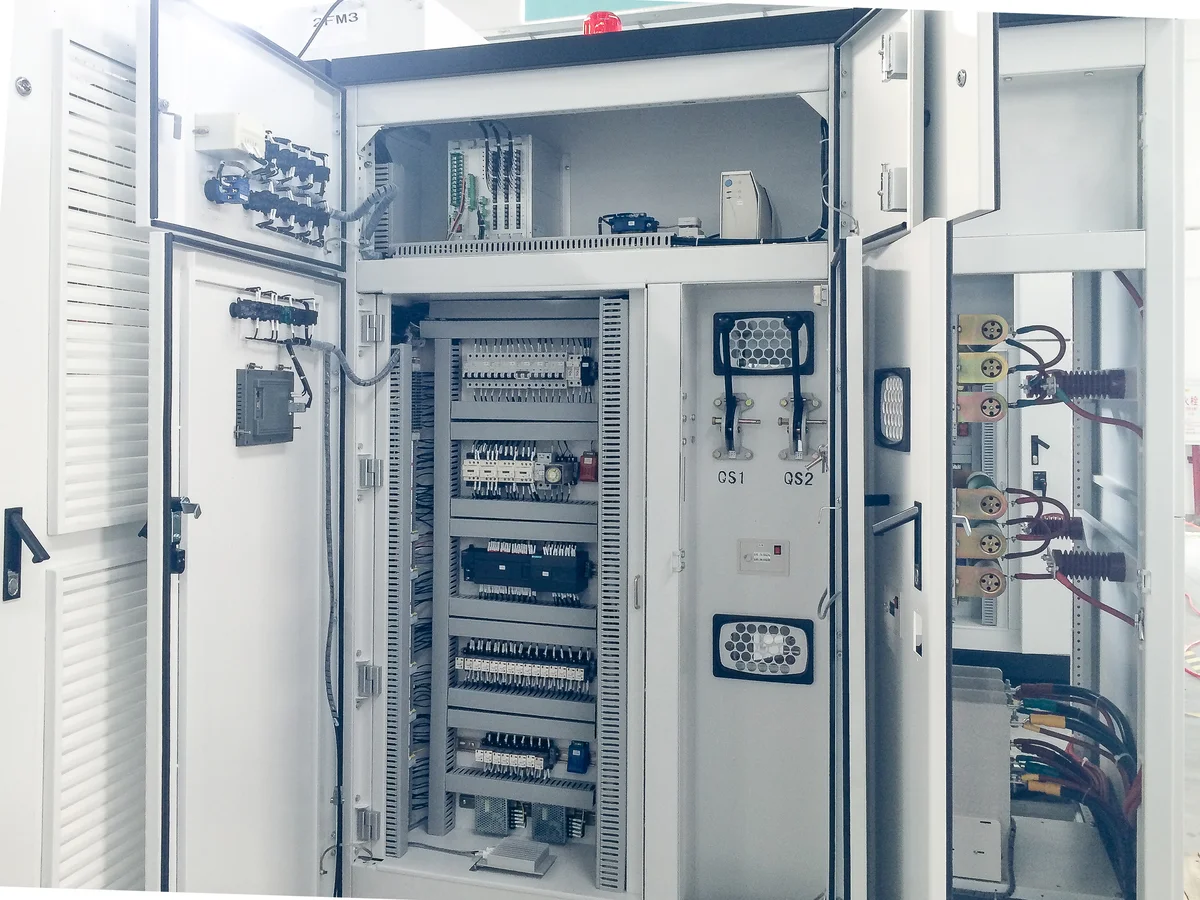 VFD control and bypass cabinet interior